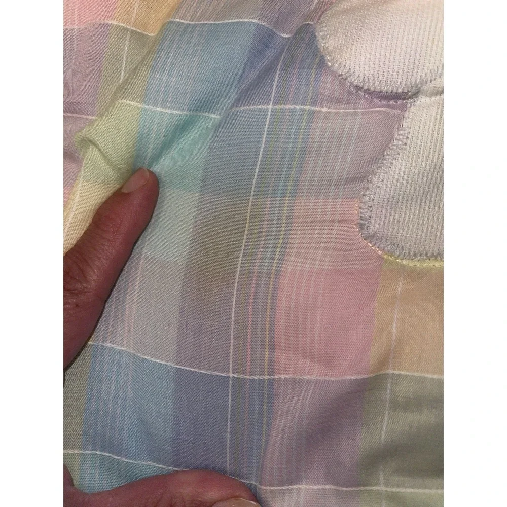 Vintage The Red Calliope‎ Lamb Baby Blanket Comforter Plaid Pink, Yellow & Blue